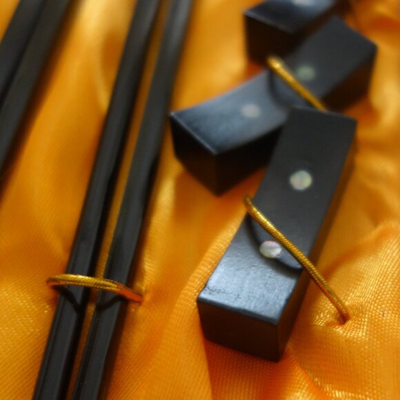 Set of Four(4) Chop Sticks with Fancy Metal Top with Ball Box Included - Picture 4 of 14